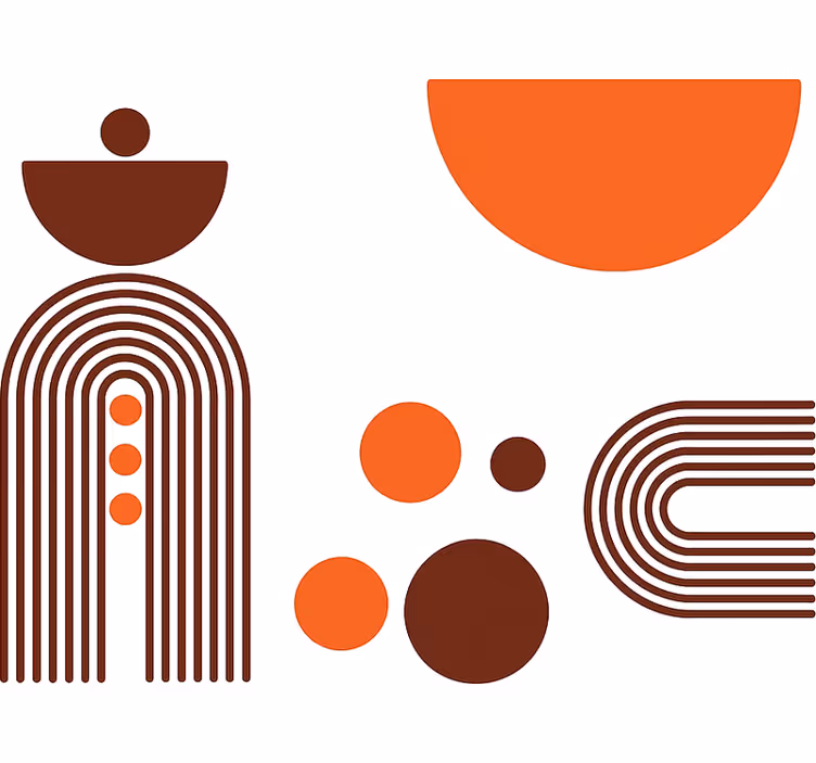 Oturma odası stor perde soyut geometrik desenler - TenStickers