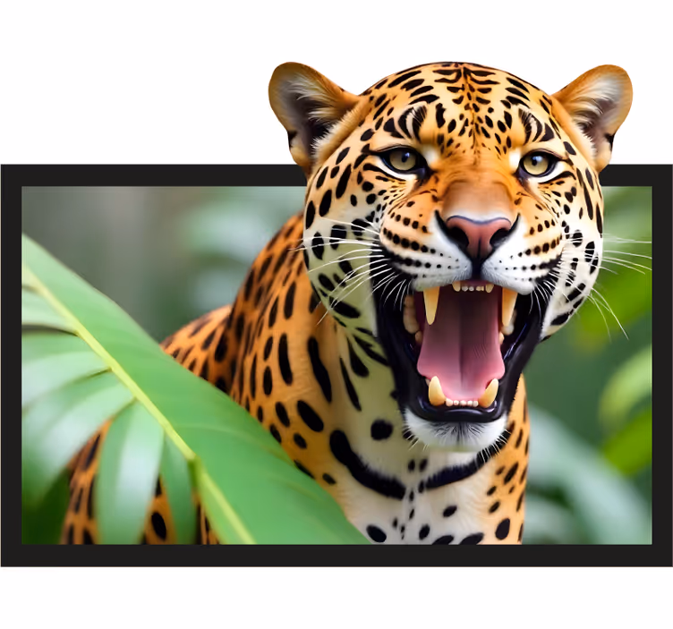 Oturma odası stor perde - Çerçevede leopar - TenStickers