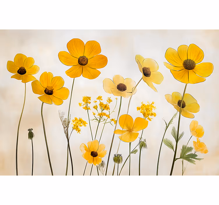 Yatak odası stor perde helenium çiçekleri - TenStickers