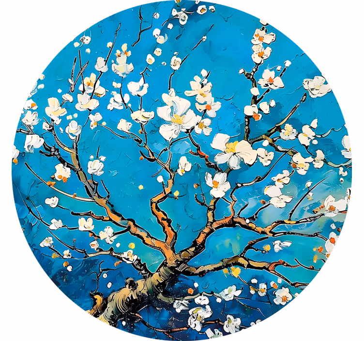 Yatak odası stor perde mavi çiçek deseni - TenStickers