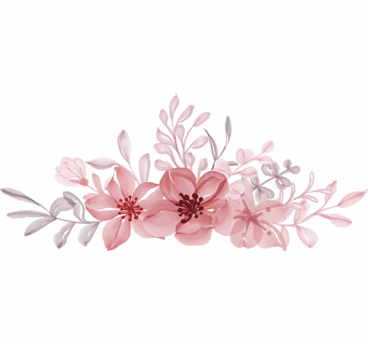 Yatak odası stor perde pembe çiçekler - TenStickers