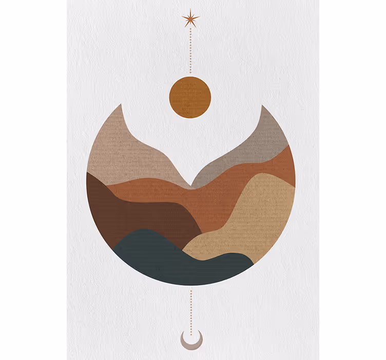 Yatak odası stor perde minimalist gün batımı ve dağlar - TenStickers