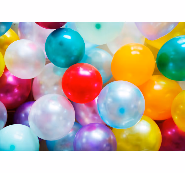 Çocuk odası stor perde renkli balonlu duvar resmi - TenStickers