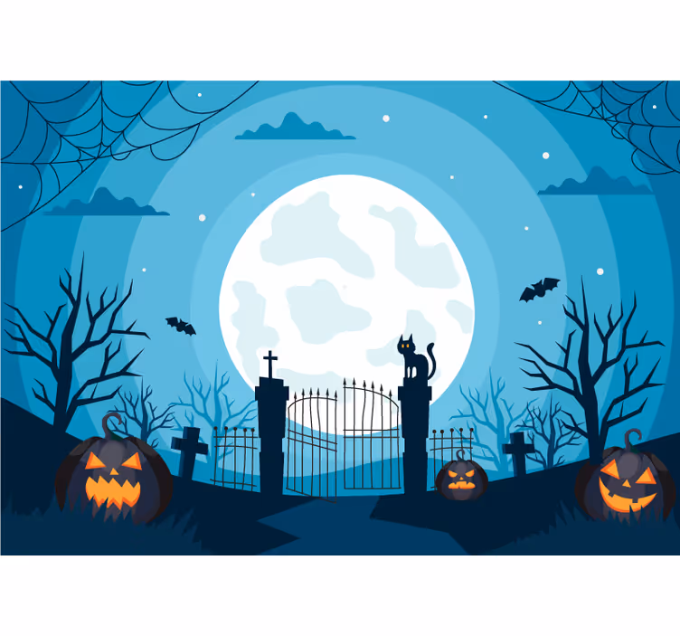 Çocuk odası stor perde gece mezarlığı - TenStickers