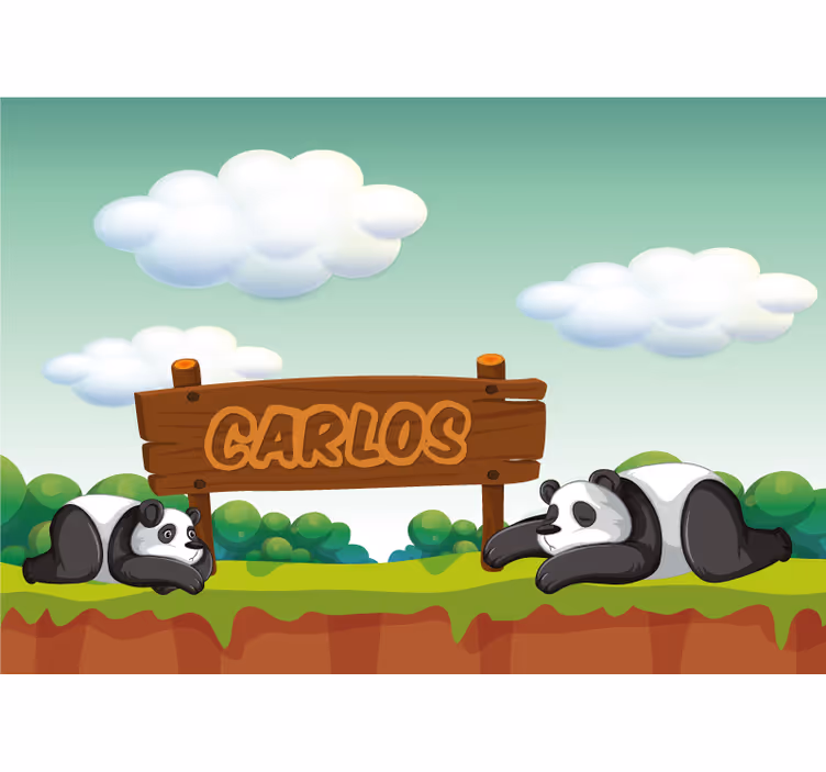 Çocuk odası stor perde - panda'nın odası kişiye özel isim - TenStickers