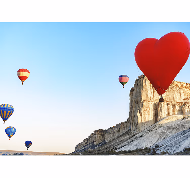 Çocuk odası stor perde kalp şeklinde hava balonu - TenStickers