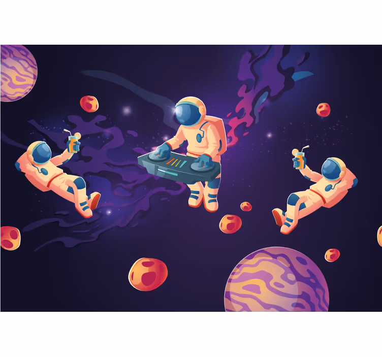 Çocuk odası stor perde - astronotlu çizgi film tasarımı - TenStickers