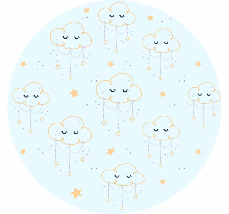 Çocuk odası stor perde bulut deseni - TenStickers