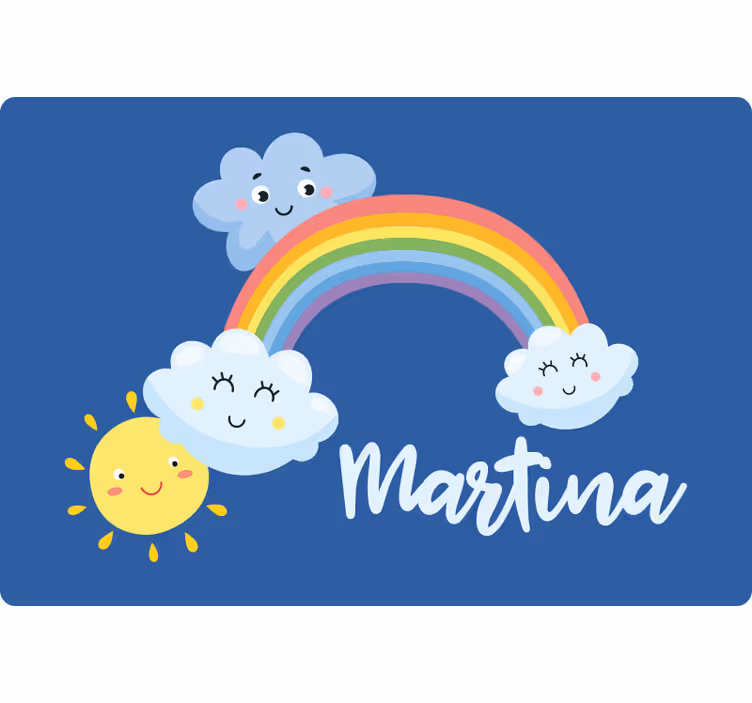 Çocuk odası stor perde - bulutlar ve gökkuşağı ile isim - TenStickers