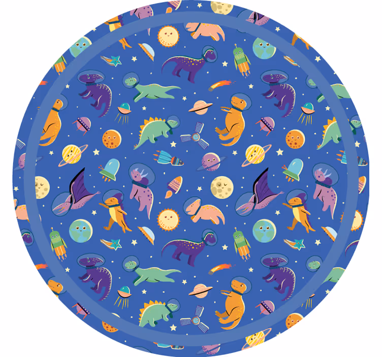 Çocuk odası stor perde uzayda dinozor deseni - TenStickers