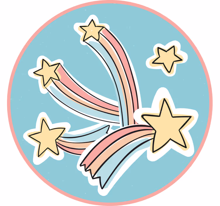 Çocuk odası stor perde - kayan gökkuşağı yıldızı - TenStickers