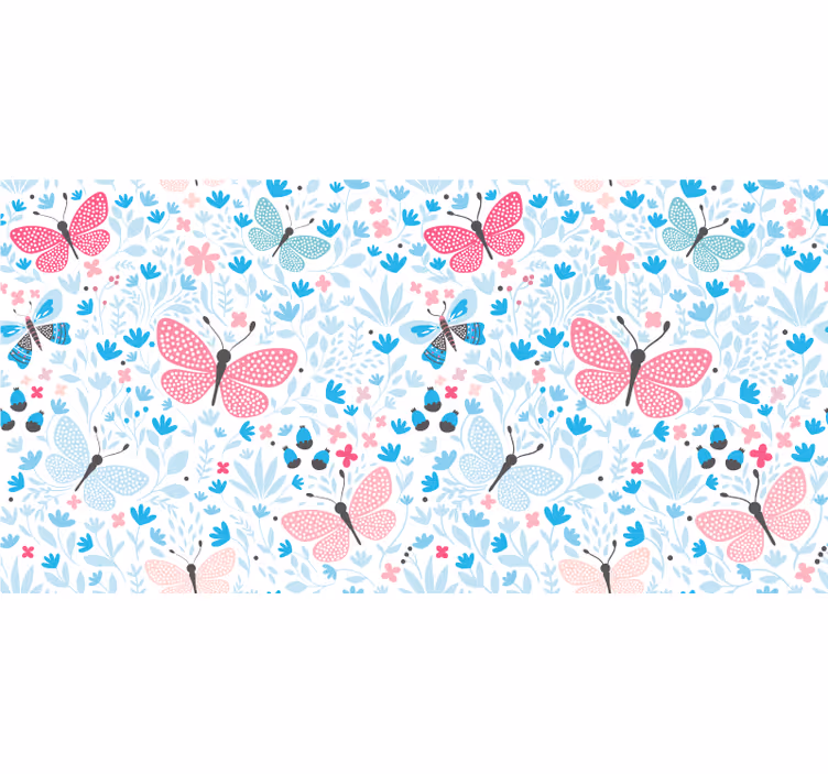 Çocuk odası stor perde mavi desenler pembe renk - TenStickers