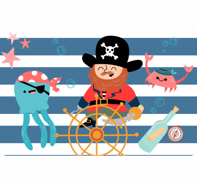 Çocuk odası stor perde korsan haritası temalı - TenStickers