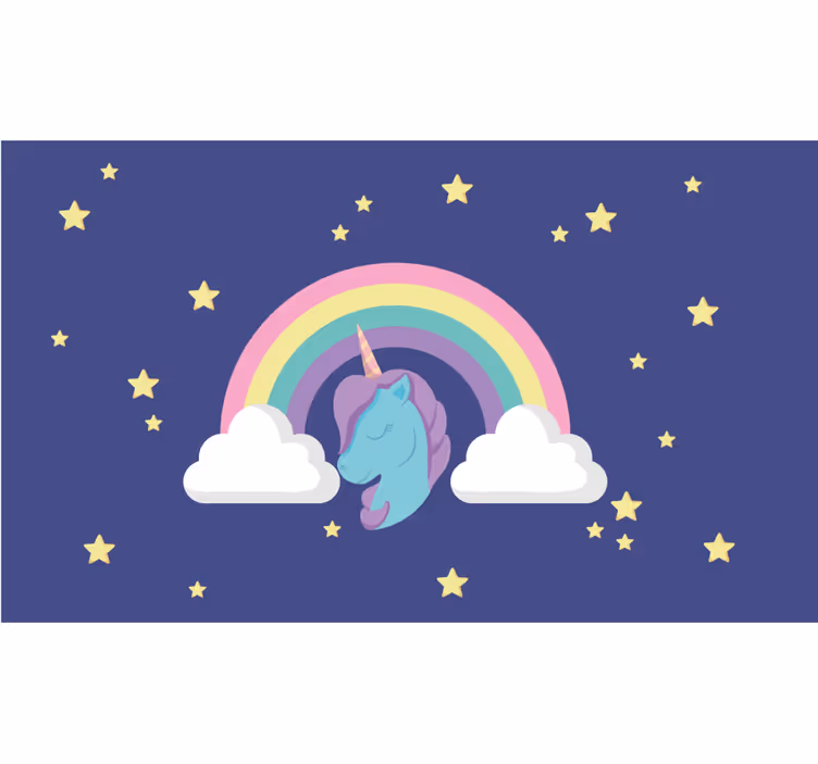 Çocuk odası stor perde anime gökkuşağı tek boynuzlu at - TenStickers