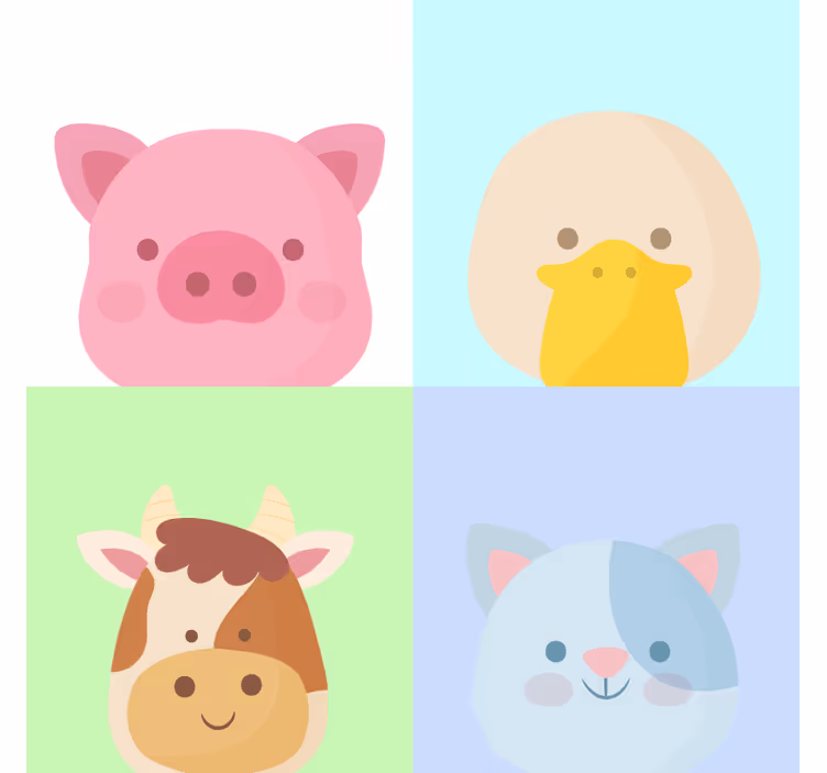 Çocuk odası stor perde 4 sevimli Çiftlik hayvanı - TenStickers