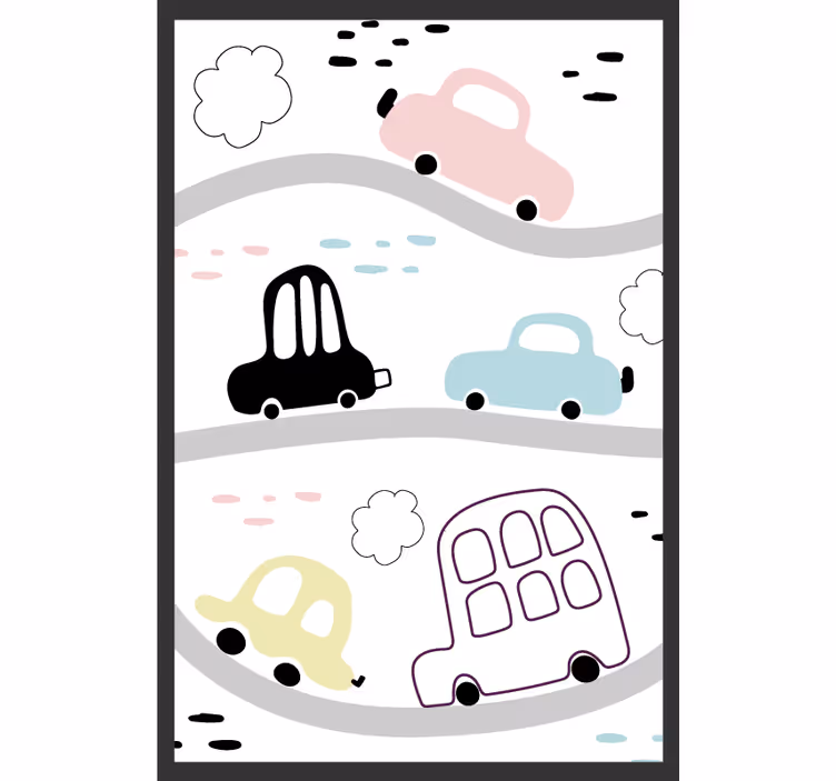 Çocuk odası stor perde çocuk araçları ve yollar - TenStickers