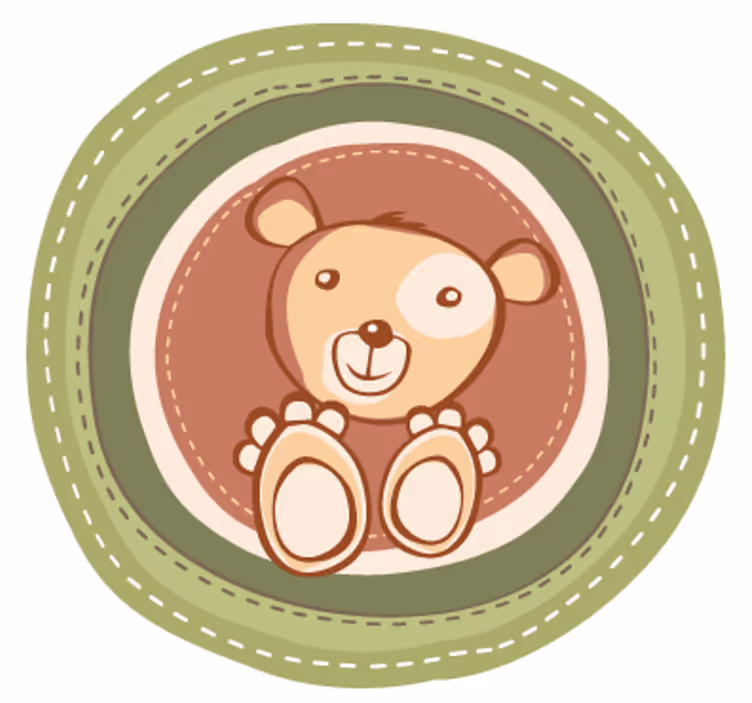 Çocuk odası stor perde - yuvarlak ayıcık duvar çıkartması - TenStickers