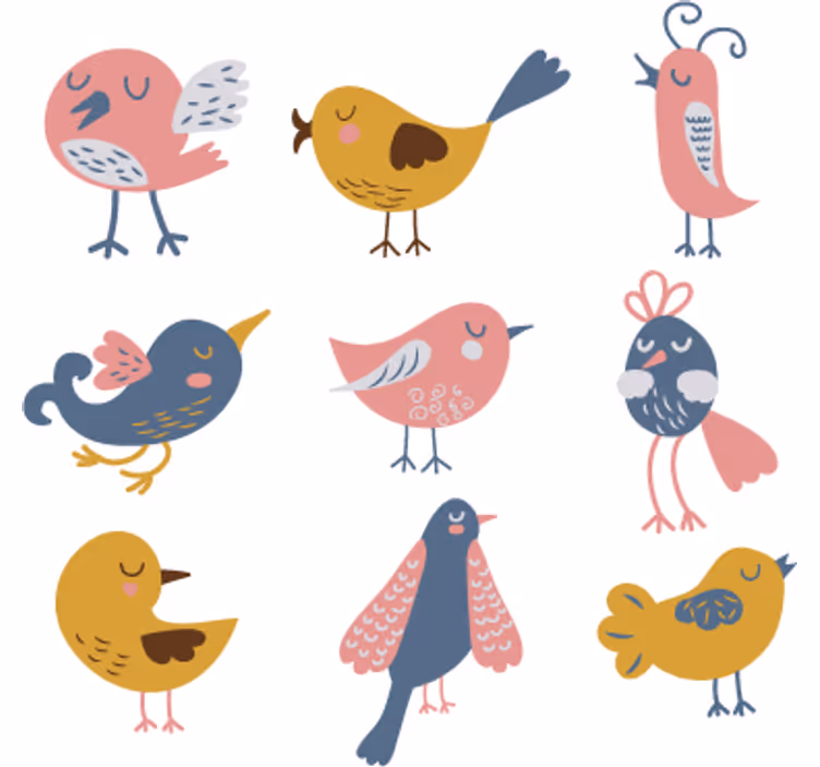 Çocuk odası stor perde dokuz kuş stickerı - TenStickers
