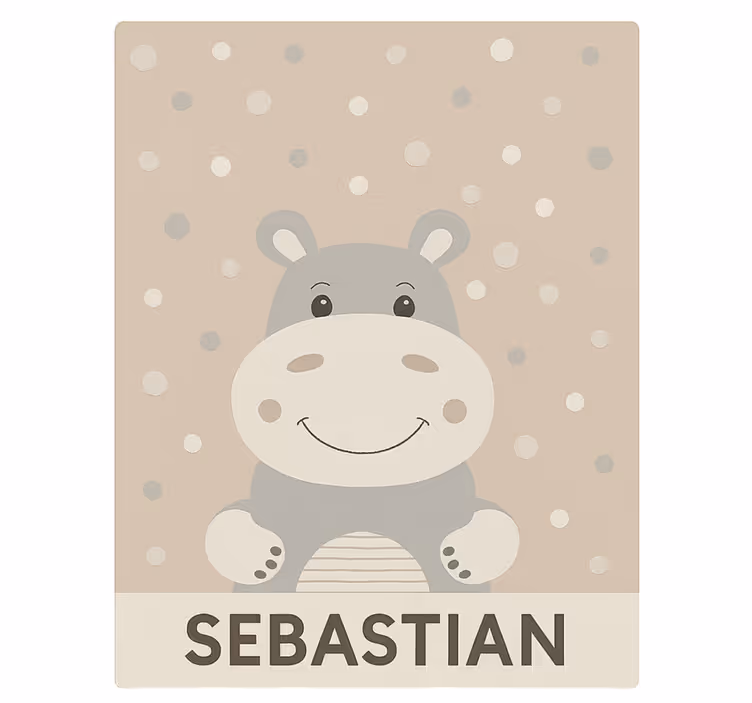 Çocuk odası stor perde bej hipopotam - TenStickers