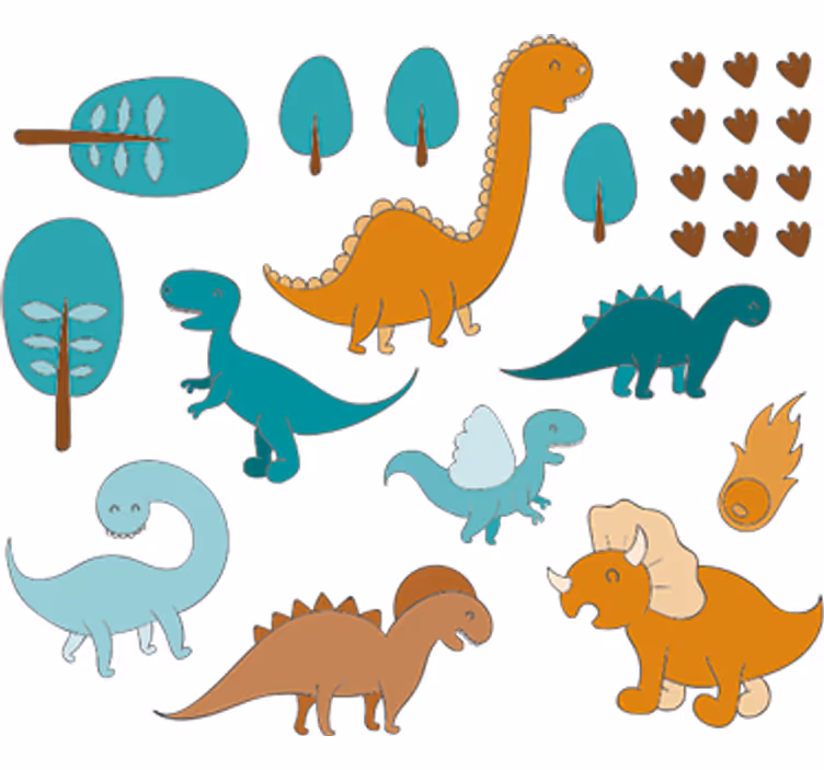 Çocuk odası stor perde - Çocuk odası dinozor manzarası - TenStickers