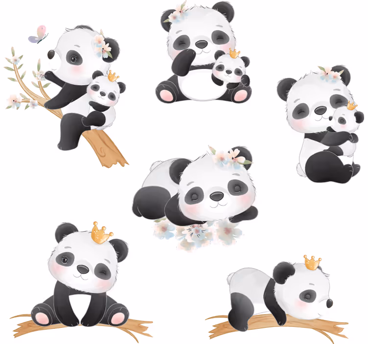 Çocuk odası stor perde panda yaşam - TenStickers