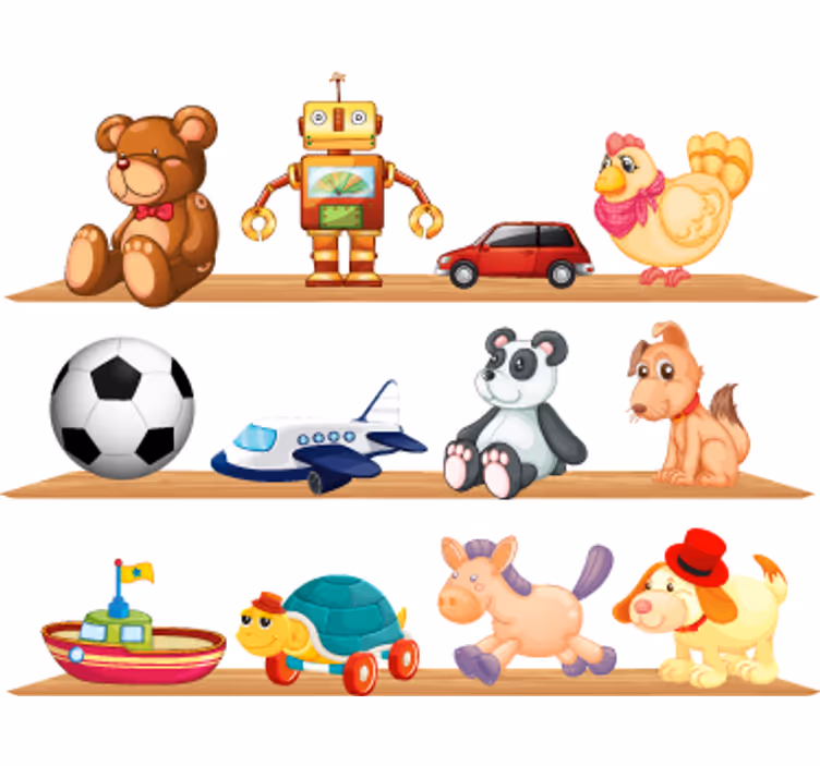 Çocuk odası stor perde oyuncak rafları - TenStickers