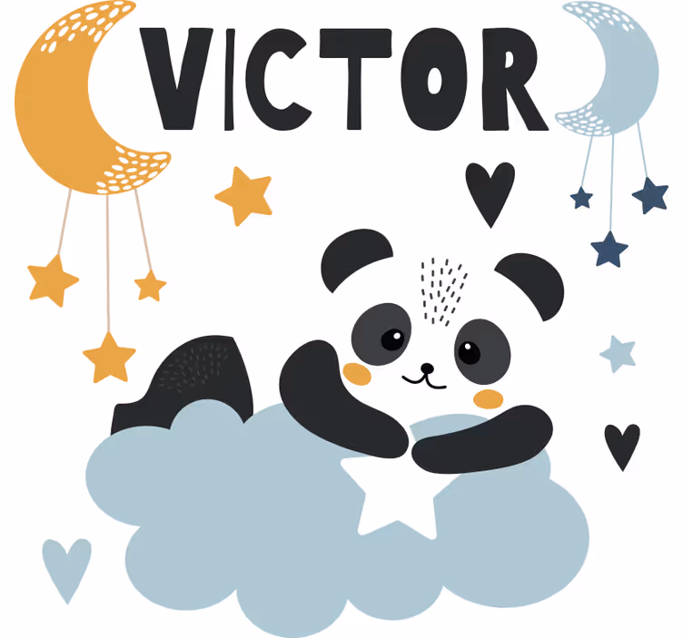 Çocuk odası stor perde ay yıldızlı ay bear ile isimli - TenStickers
