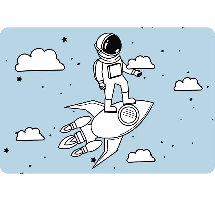 Çocuk odası stor perde roket astronot ve yıldızlar - TenStickers