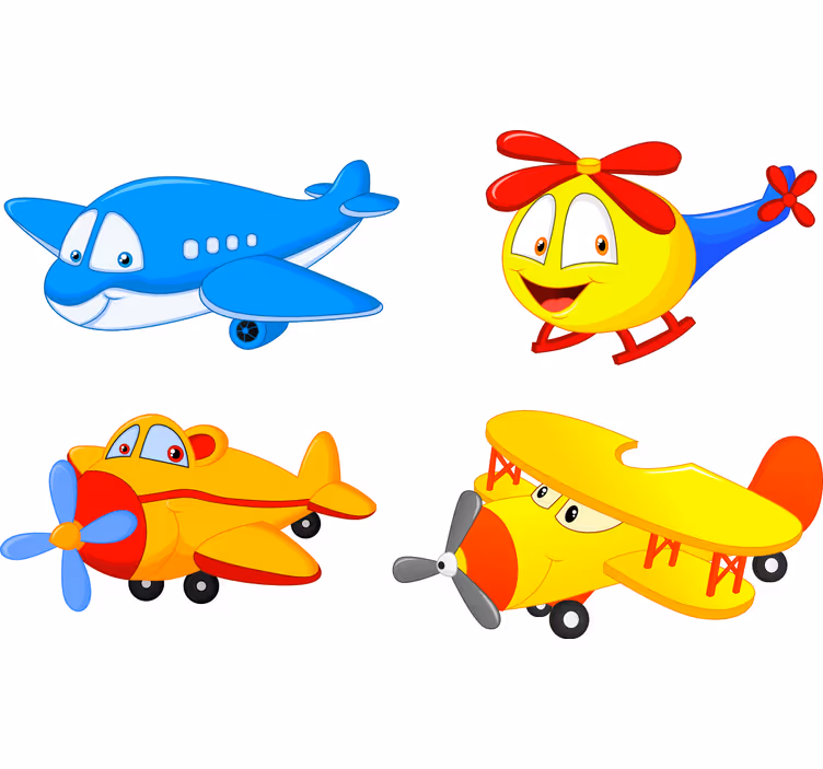 Çocuk odası stor perde yüzlü uçaklar ve helikopterler - TenStickers