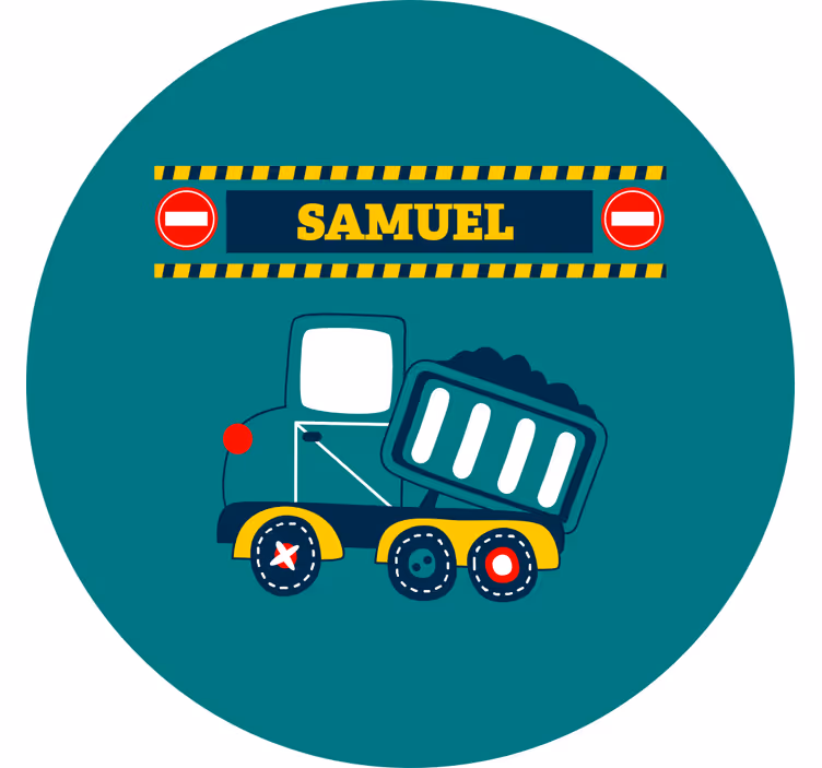 Çocuk odası stor perde - kişiye özel inşaat kamyonu - TenStickers