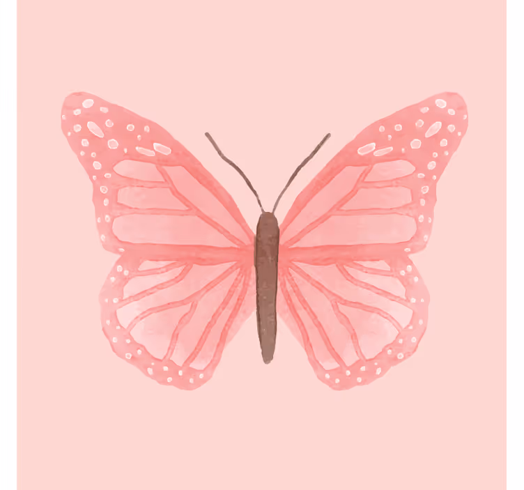 Çocuk odası stor perde pembe karo kelebekler - TenStickers