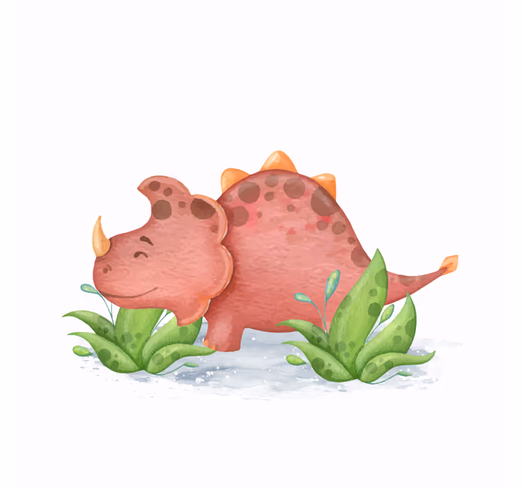 Çocuk odası stor perde kırmızı antenli nordic dinozor - TenStickers