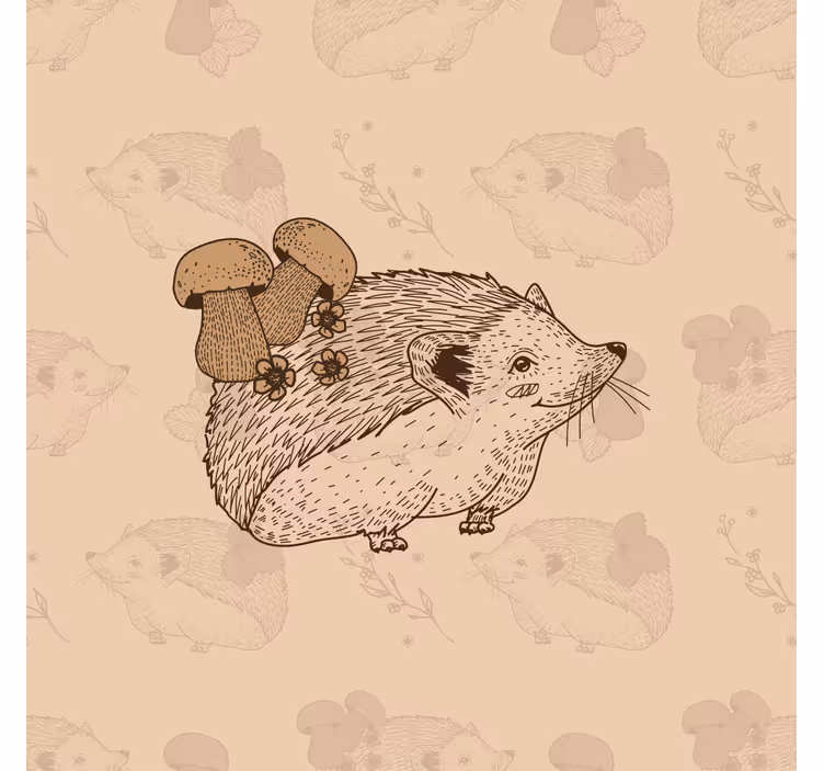 Çocuk odası stor perde sevimli bebek kirpisi ve mantarlar - TenStickers