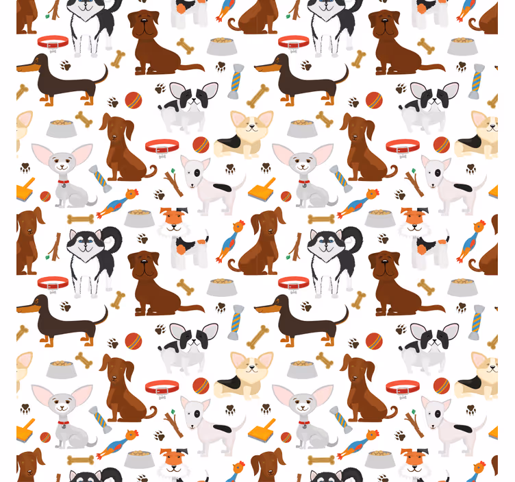 Çocuk odası stor perde sevimli karışık yavru köpekler - TenStickers