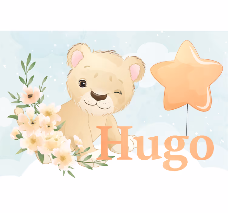 Çocuk odası stor perde - İsimli sevimli aslan - TenStickers
