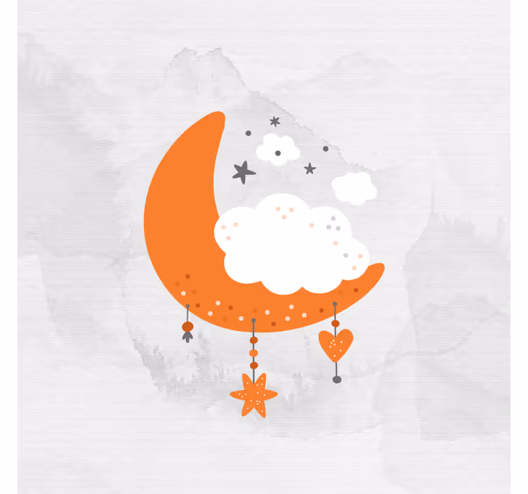 Çocuk odası stor perde minimalistik ay ve bulutlar - TenStickers