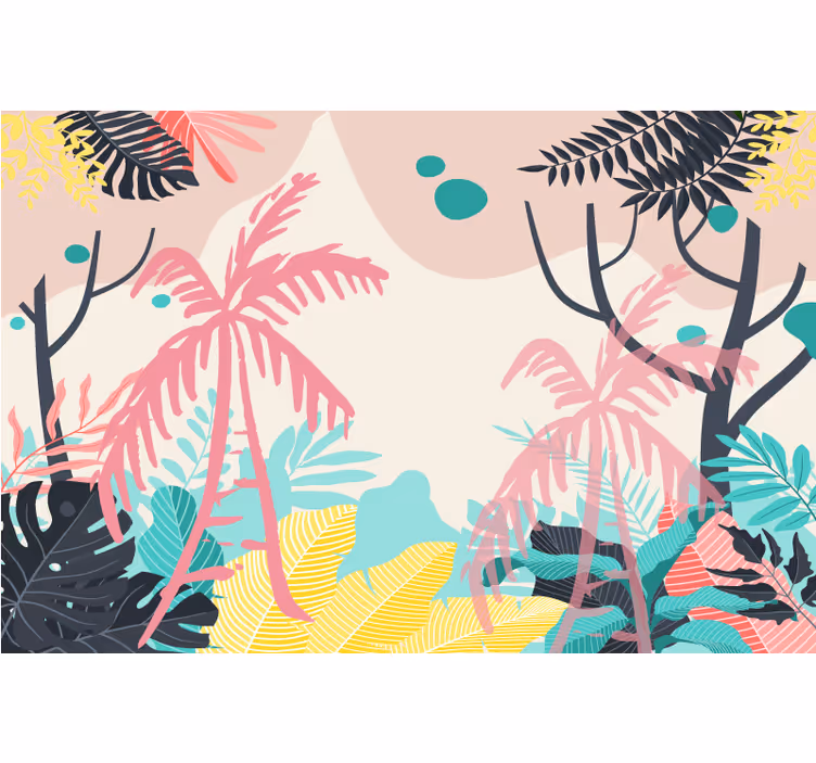 Çocuk odası stor perde boho palmiyeler - TenStickers