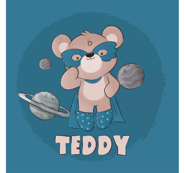 Çocuk odası stor perde ayı kahramanı - TenStickers