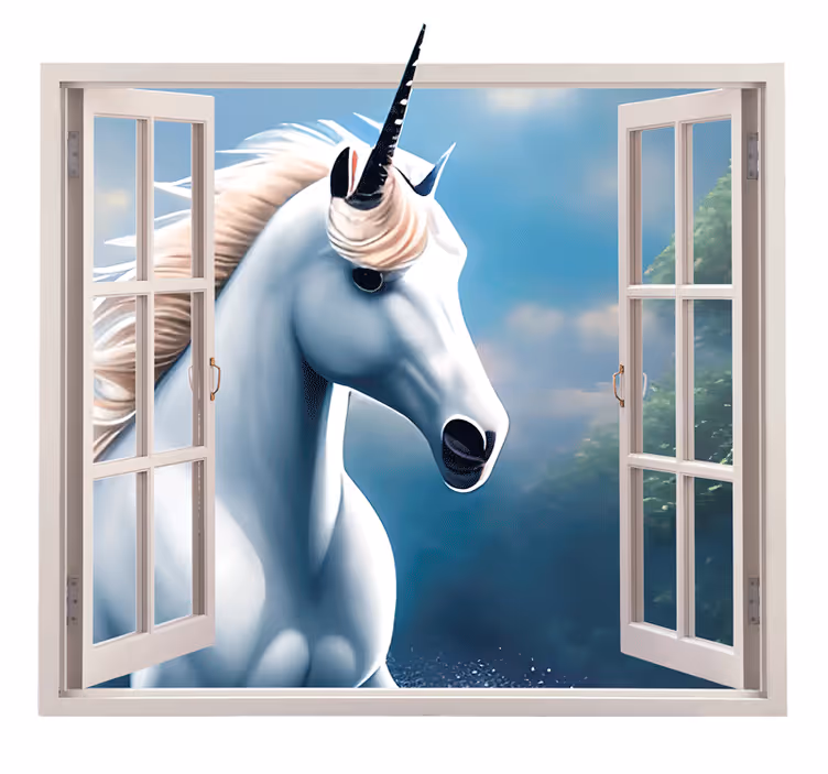 Çocuk odası stor perde unicorn penceresi - TenStickers