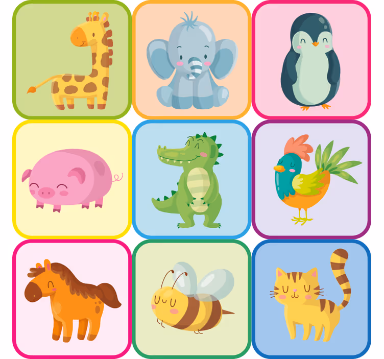 Çocuk odası stor perde hayvan figürlü sticker - TenStickers
