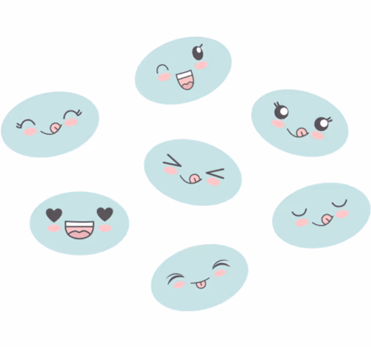 Çocuk odası stor perde sevimli anime yüzleri - TenStickers