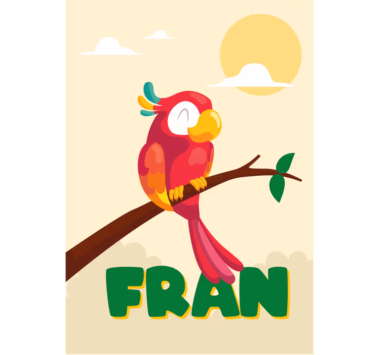 Çocuk odası stor perde kırmızı papağan isimli - TenStickers
