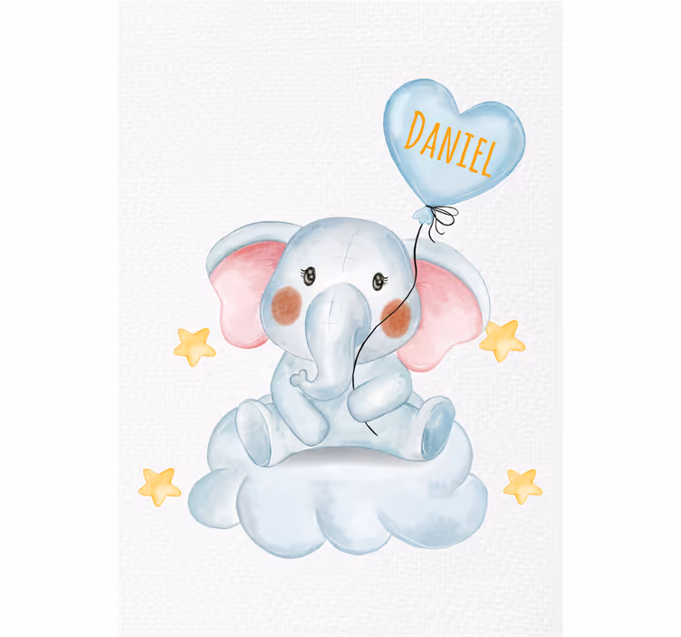 Çocuk odası stor perde sevimli fil ve balon - TenStickers