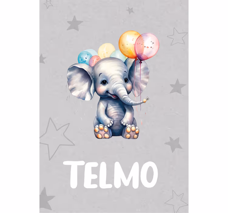 Çocuk odası stor perde bebek fili ve balonlar - TenStickers