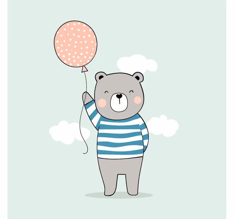 Çocuk odası stor perde balonlu bebek ayısı - TenStickers