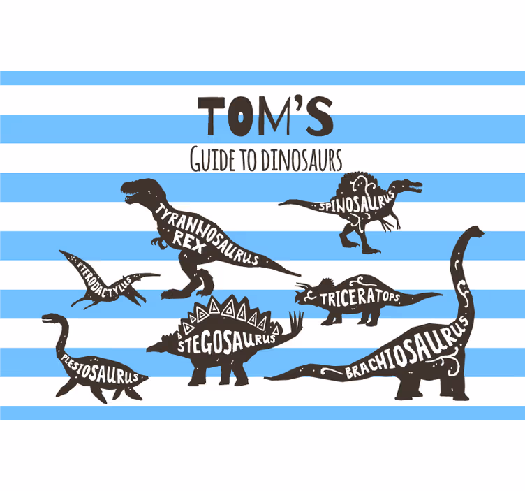 Çocuk odası stor perde kişiye özel dinozor isimleri - TenStickers