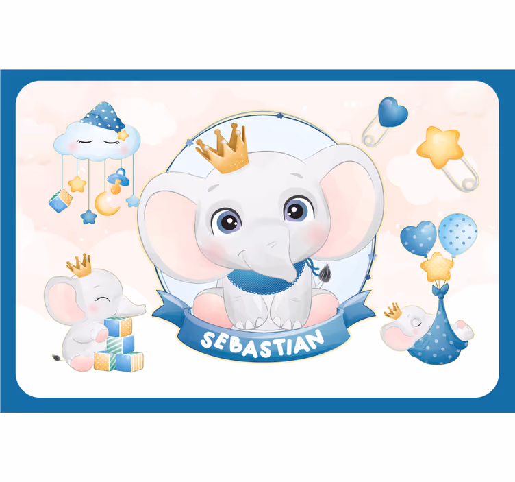 Çocuk odası stor perde isimli sevimli fil erkek için - TenStickers