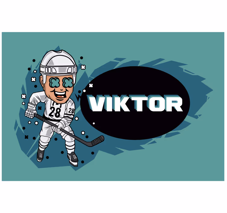 Çocuk odası stor perde - eğlenceli hokey oyuncusu İsimli - TenStickers