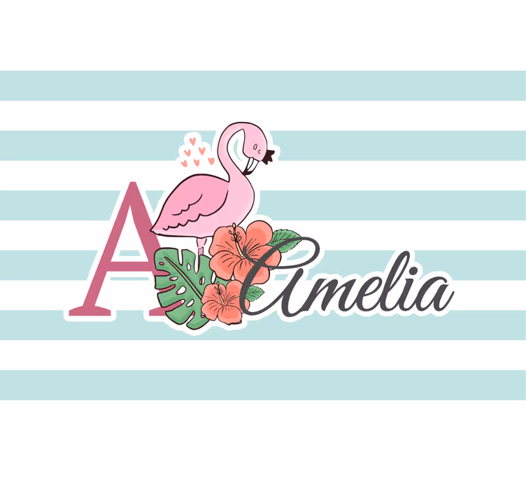 Çocuk odası stor perde sevimli flamingo isimli - TenStickers