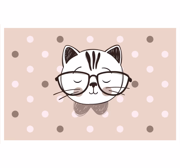 Çocuk odası stor perde gözlüklü akıllı kedi - TenStickers
